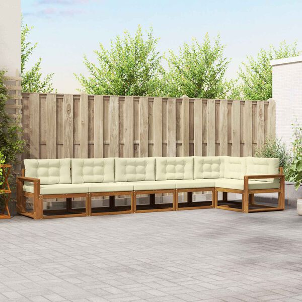 vidaXL Zestaw sof na zewnątrz z poduszką 6 pcs Naturalny i Kremowy