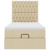 vidaXL Rama ł&oacute;żka otomana z materacem, kremowa, 90x190 cm, tkanina