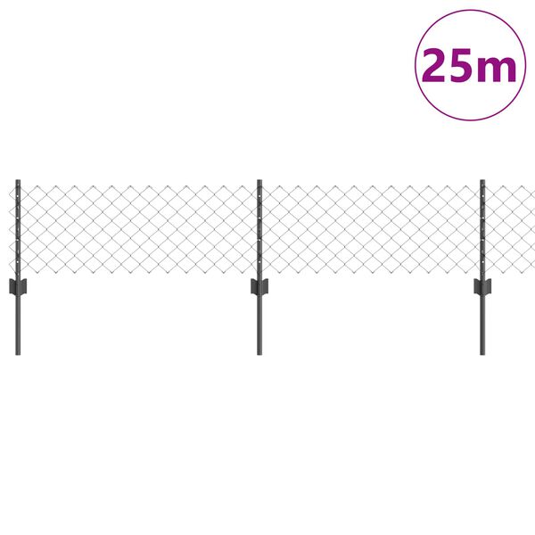 vidaXL Ogrodzenie z słupkiem Szary 0,4 x 25 m Stal i PVC