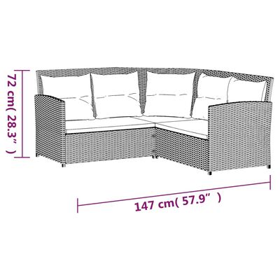 vidaXL 2-cz. sofa narożna z poduszkami, szara, polirattan
