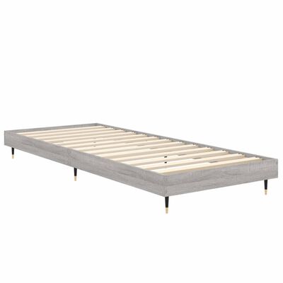 vidaXL Rama łóżka, szary dąb sonoma, 75x190cm, materiał drewnopochodny