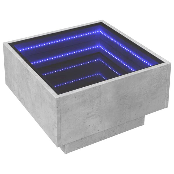 vidaXL Stolik kawowy z LED, szarość betonu, 50x50x30 cm