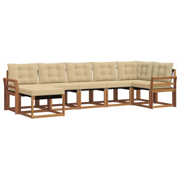 vidaXL Zestaw sof na zewnątrz z poduszką 7 pcs Naturalny i Beżowy
