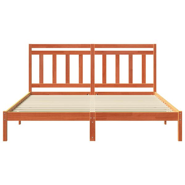 vidaXL Ramka ł&oacute;żka Z zagł&oacute;wkiem Woskowy Brąz 205,5 x 185,5 x 100 cm