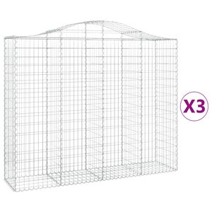 vidaXL Kosze gabionowe, 3 szt, 200x50x160/180 cm, galwanizowane żelazo