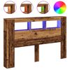 vidaXL Wezgłowie ł&oacute;żka z LED, stare drewno, 160x18,5x103,5 cm