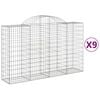 vidaXL Kosze gabionowe, 9 szt, 200x50x120/140 cm, galwanizowane żelazo