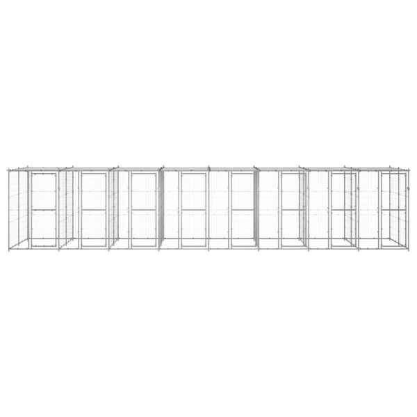 vidaXL Kojec dla psa, z zadaszeniem, stal galwanizowana, 19,36 m&sup2;