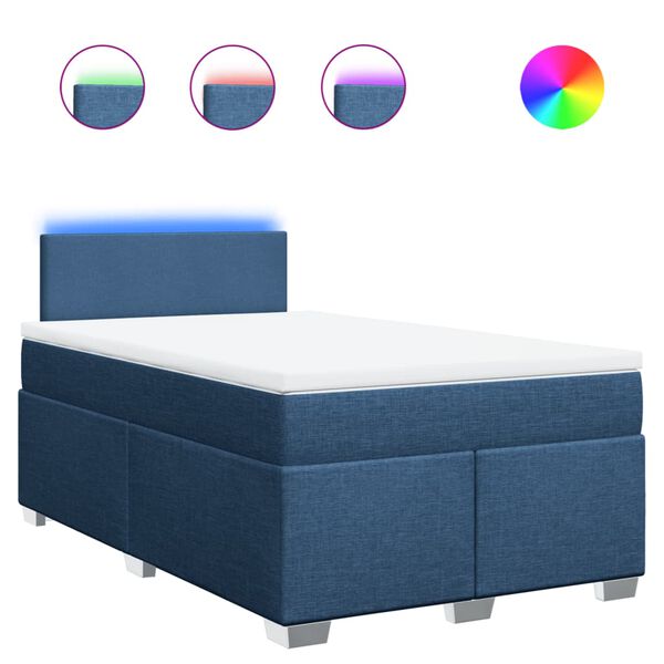 vidaXL Ł&oacute;żko kontynentalne z materacem, niebieskie, 120x190cm, tkanina