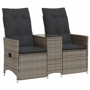 vidaXL Rozkładana sofa ogrodowa dla 2 os., ze stolikiem, szara