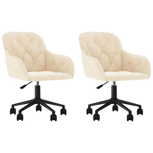 vidaXL Obrotowe krzesła stołowe, 2 szt., kremowe, aksamitne