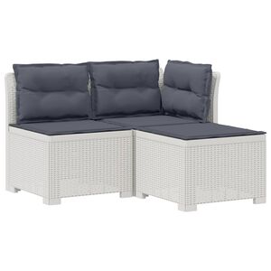 vidaXL Sofa ogrodowa 3-osobowa z poduszkami w rattanowym wyglądzie PP