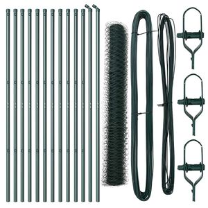 vidaXL Słupek ogrodzeniowy. Zielony 25 x 1 m (siatka 50 mm) Stal