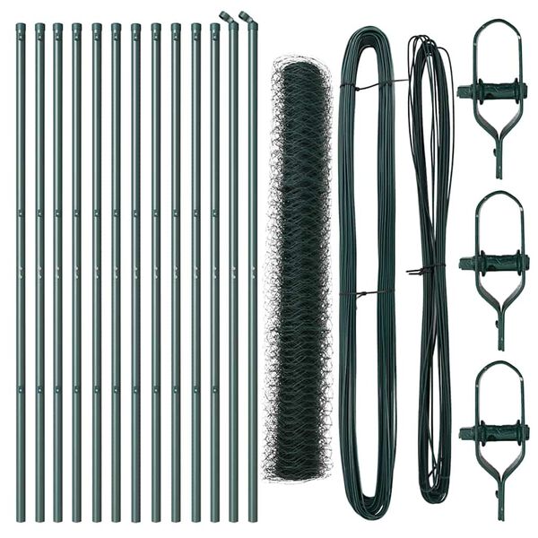 vidaXL Słupek ogrodzeniowy. Zielony 25 x 1 m (siatka 50 mm) Stal