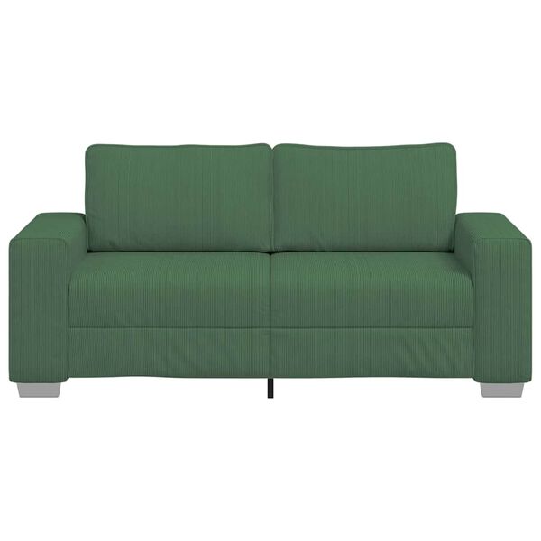 vidaXL Sofa dwuosobowa, ciemnozielona, 140 cm, tkanina sztruksowa