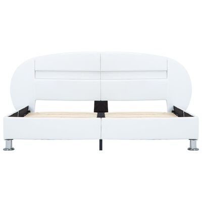 vidaXL Rama łóżka z LED, biała, sztuczna skóra, 180 x 200 cm