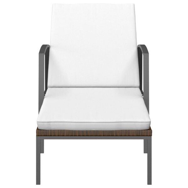 vidaXL Leżaki ze stolikiem, 2 szt., polirattan, brązowe