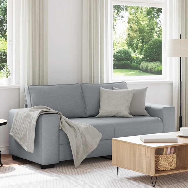 vidaXL Sofa 2-osobowa, jasnoszara, 140 cm, tapicerowana tkaniną