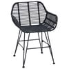 vidaXL Krzesło jadalniane 2 pcs Czarny 55 x 50 x 74 cm Rattan i żelazo