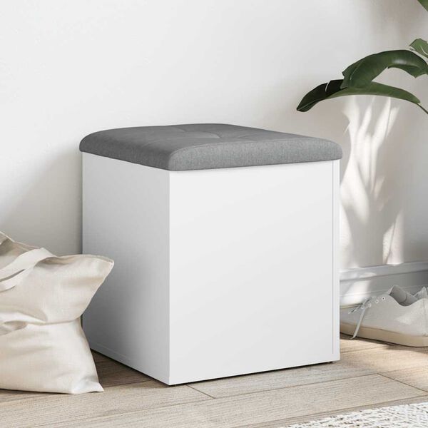 vidaXL Ławka ze schowkiem, biała, 42x42x45 cm, drewno konstrukcyjne