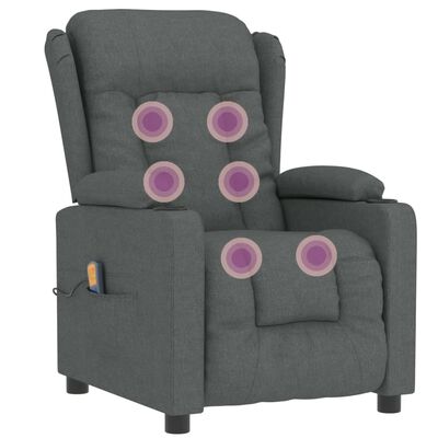 vidaXL Fotel z masażem, ciemnoszary, tkanina