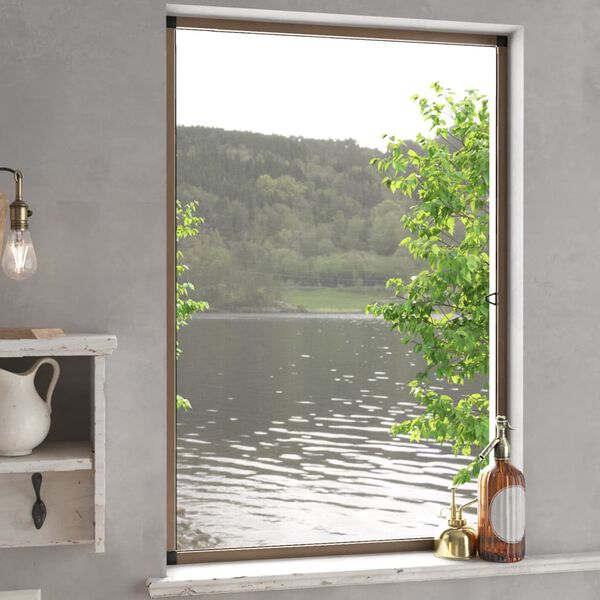 vidaXL Moskitiera okienna, brązowa, 80x120 cm