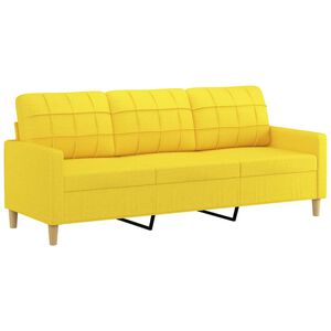 vidaXL Sofa 3-osobowa, jasnoż&oacute;łta, 180 cm, tapicerowana tkaniną