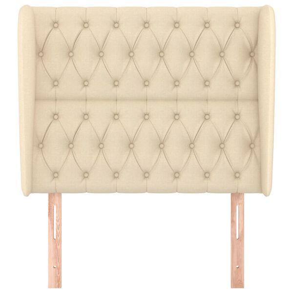 vidaXL Zagł&oacute;wek uszak, kremowy, 93x23x118/128 cm, tkanina