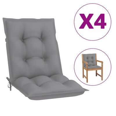 vidaXL Poduszki na krzesła ogrodowe, 4 szt., szare, 100x50x7 cm