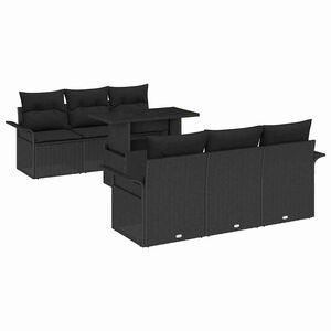 vidaXL Zestaw Sof na Ogr&oacute;d 7 szt. Czarny [Syntetyczny]: Rattan poli