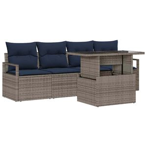 vidaXL Zestaw Sof na Ogr&oacute;d z przechowywaniem 5 pcs Szary polirattan