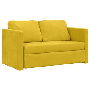 vidaXL Sofa podłogowa 2-w-1, ciemnoż&oacute;łta, 122x204x55 cm, aksamit