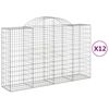 vidaXL Kosze gabionowe, 12 szt, 200x50x120/140cm, galwanizowane żelazo