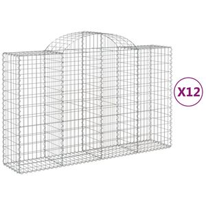 vidaXL Kosze gabionowe, 12 szt, 200x50x120/140cm, galwanizowane żelazo