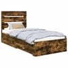 vidaXL Ramka ł&oacute;żka z szufladą Wędzone dąb i srebro 75 x 190 cm