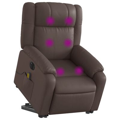 vidaXL Rozkładany fotel pionizujący z masażem, elektryczny, brązowy
