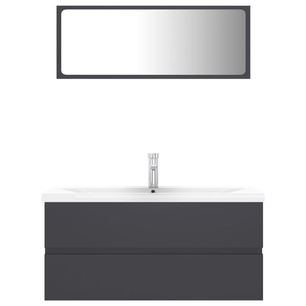 vidaXL Zestaw mebli łazienkowych, szary, płyta wi&oacute;rowa
