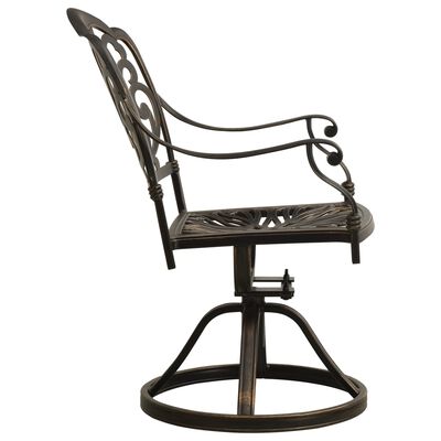 vidaXL Obrotowe krzesła ogrodowe, 2 szt., odlewane aluminium, brąz