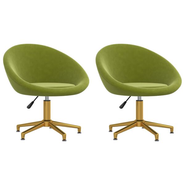 vidaXL Krzesło stołowe, 2 szt., jasnozielone, obite aksamitem