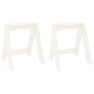 vidaXL Stołki, 2 szt., białe, 40x40x45 cm, lite drewno sosnowe