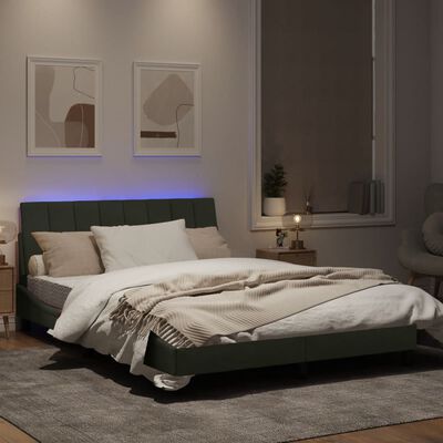 vidaXL Rama łóżka z LED, jasnoszara, 120x200 cm, aksamitna