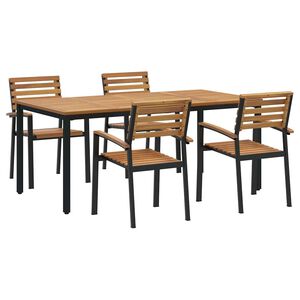 vidaXL Zestaw do jadalni w ogrodzie 5 pcs Czarny Lite Drewno Akacji