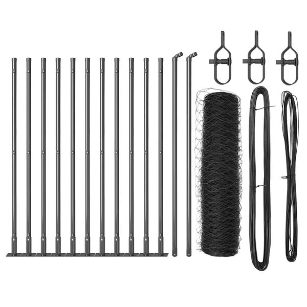 vidaXL Słupek ogrodzeniowy. Szary 25 x 0,5 m (siatka 50 mm) Stal