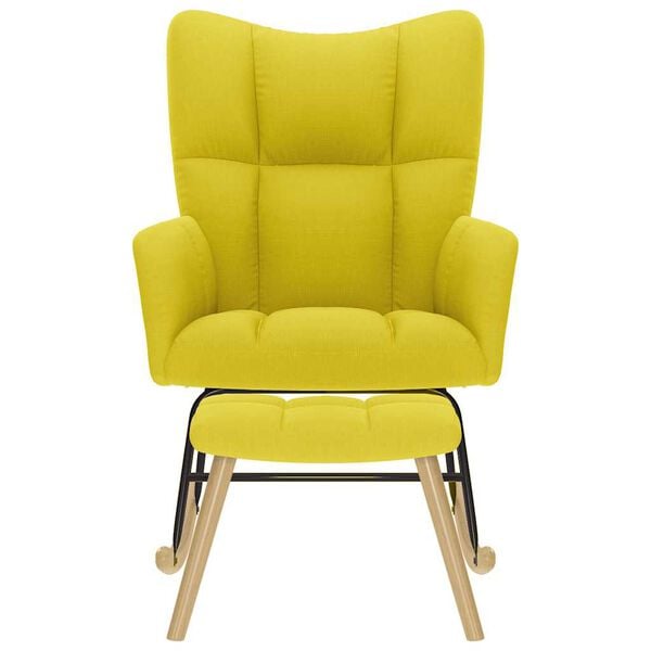 vidaXL Fotel bujany z podn&oacute;żkiem Tkanina jasnoż&oacute;łta