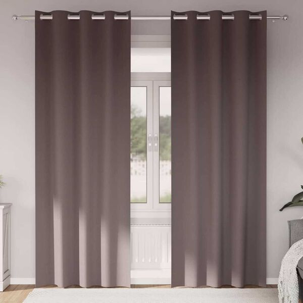 vidaXL Firany blackout z k&oacute;łkami 2 pcs Ciemny brąz 245 x 140 cm