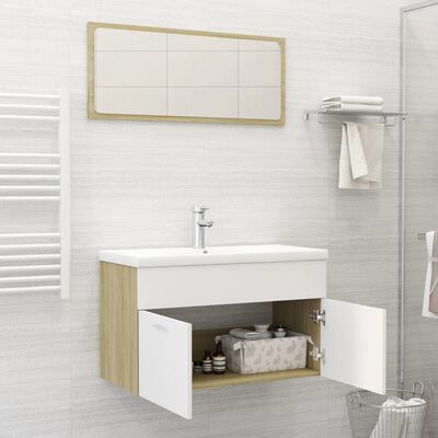 vidaXL 2-częściowy zestaw mebli łazienkowych, biel i dąb sonoma