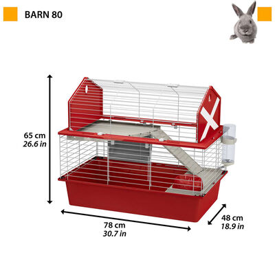 Ferplast Klatka dla królika Barn 80, 78x48x65 cm, czerwona