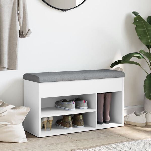vidaXL Ławka na buty biała 82x32x45,5 cm Drewno konstrukcyjne
