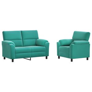 vidaXL Zestaw Sof 2 pcs Turkusowy Welur