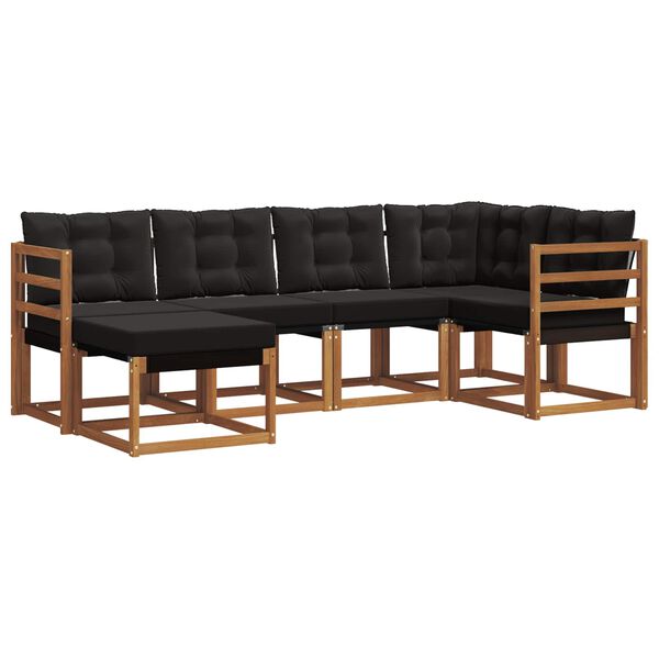 vidaXL Zestaw sof na zewnątrz z poduszką 6 pcs Naturalny i czarny